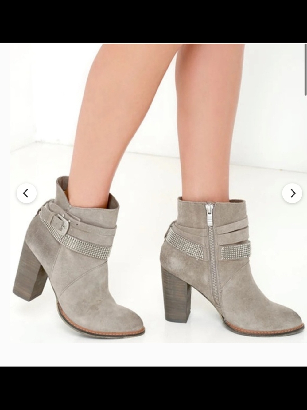 Nine West Zaza X5 Suede Crystal-Trim Ankle Boots in Taupe